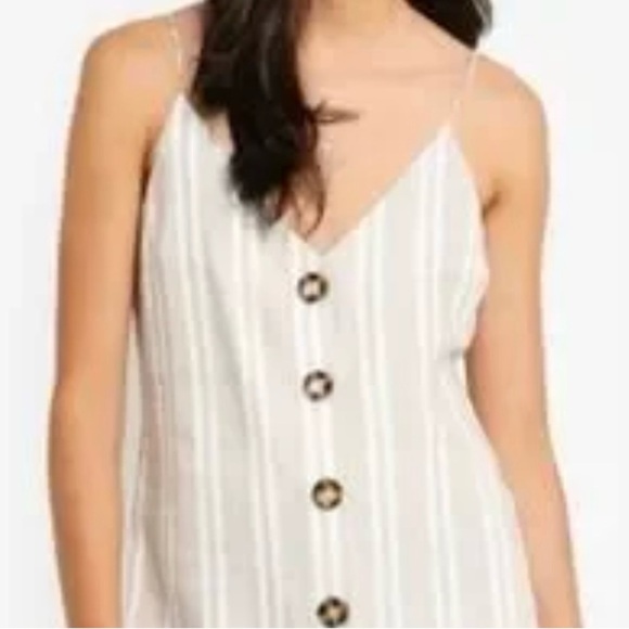 Kismet Ivory Wooden Button Front Linen Blend Casual Camisole Women's size Small - Picture 1 of 7